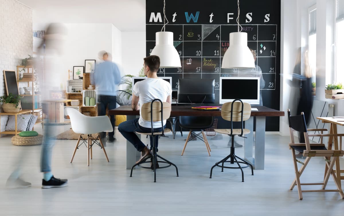 people walking in office